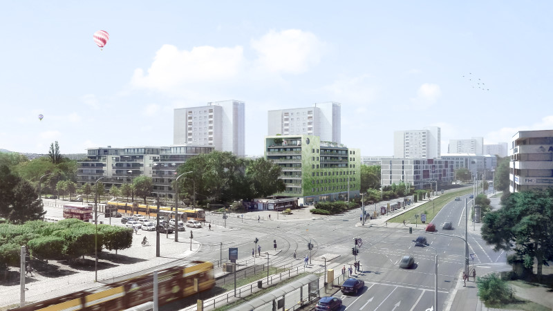 Neues Büro- Wohngebäude am Straßburger Platz   Foto: Visualisierung - Leinert Lorenz Architekten Dresden