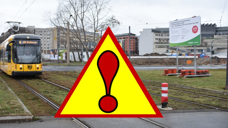SachsenEnergie erneuert Fernwärmekanal am Georgplatz - DVB Umleitungen kommen!   Foto/Grafik: MeiDresden.de