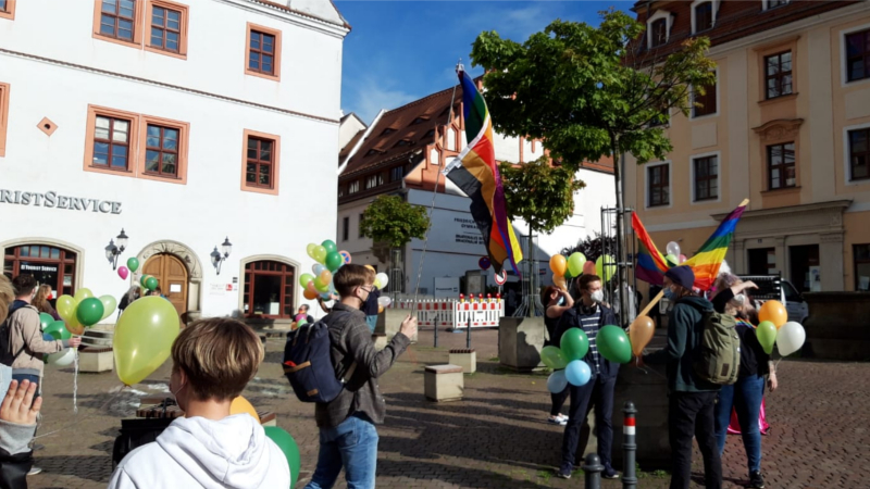 Kundgebung zum Internationalen Tag gegen Homo, Bi und Transphobie in Pirna. © CSD Pirna e.V.