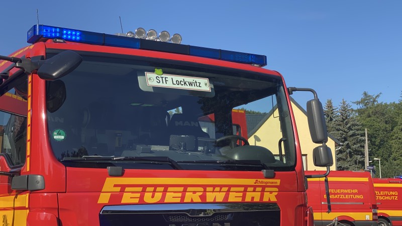 © Feuerwehr Dresden Das Löschfahrzeug der Stadtteilfeuerwehr Lockwitz war zuerst an der Einsatzstelle.