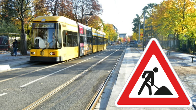 Straßenbahnschienen werden repariert: Linien 6, 10 und 12 fahren Umleitung ©MeiDresden.de
