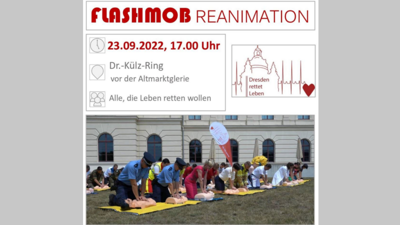 Rettungskräfte werben für Laienreanimation ©Uniklinikum Dresden