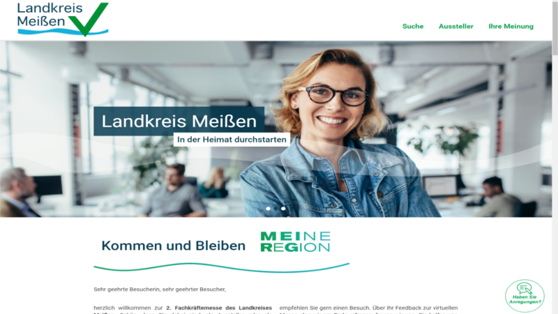 Screenshot der Startseite zur virtuellen Messe ©Landratsamt Meißen, Anja Schmiedgen-Pietsch