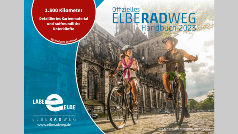 Titelbild der neuen Ausgabe „Elberadweg-Handbuch 2023“