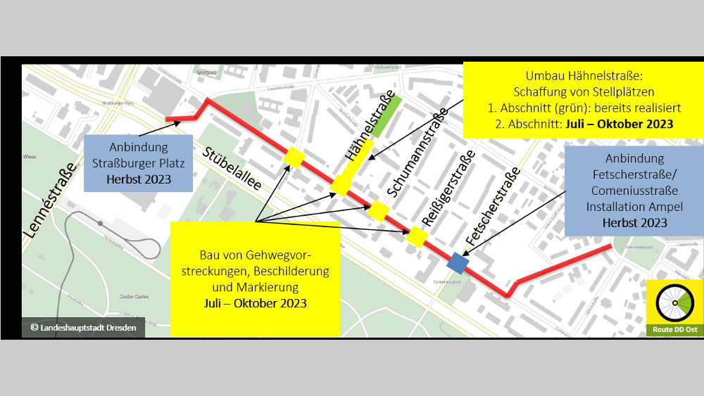 Radroute Ost Abschnitt West - Zeitliche Umsetzung ©Landeshaupstadt Dresden