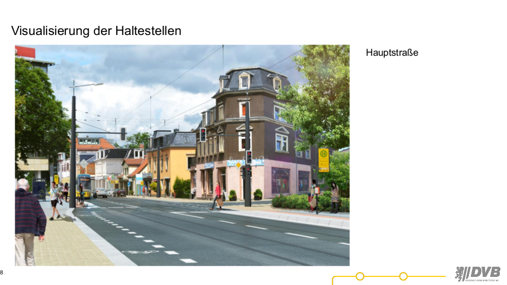 Visualisierung der neuen Haltestelle an der Hauptstraße ©Dresdner Verkehrbetriebe AG