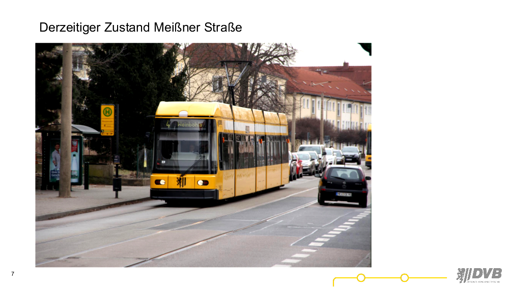 Derzeitiger Zustandt der Meißner Straße © Dresdner Verkehrbetriebe AG