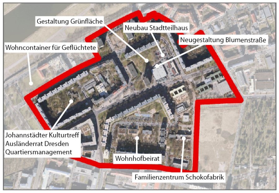 Karte Nördliche Johannstadt Förderprojekte  Foto: PR