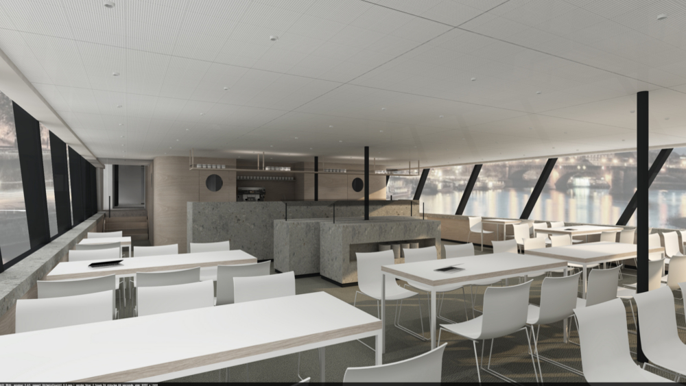 Tagungsraum auf der "Gräfin Cosel" - Blick auf den Buffetplatz ©WEIßE FLOTTE SACHSEN GmbH  