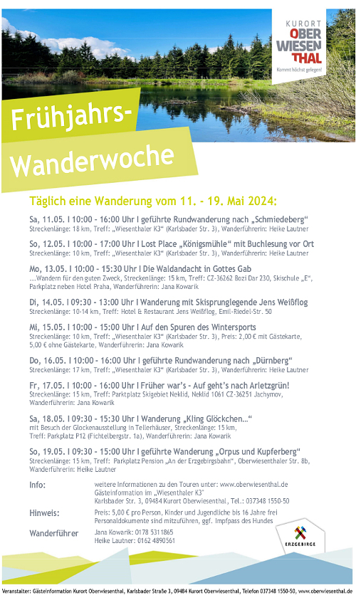 Plakat Frühjahrswanderwoche 2024 ©Stadtverwaltung Kurort Oberwiesenthal