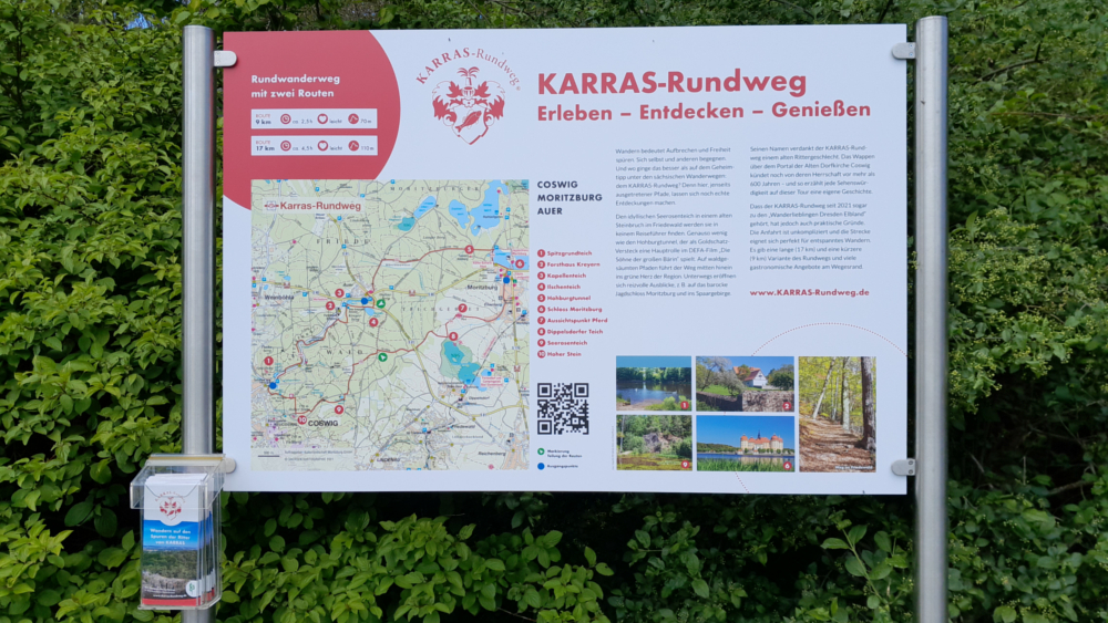 Eine der Hinweistafeln zum KARRAS-Rundweg steht am St. Ulrich Tunnel. ©Stadtverwaltung Coswig