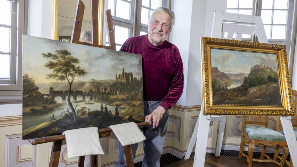 Dresdner Kunstsammler Wolfgang Donath, Elbblick auf Meißen mit Albrechtsburg und alter Wohnbrücke, Johann Alexander Thiele, Öl auf Leinwand, 1750 ©Marko Förster/ Festung Königstein gGmbH