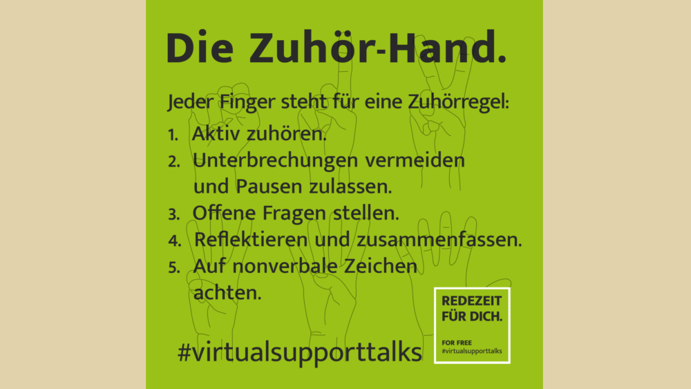 Tag des Zuhörens am 18. Juli: Fünf Finger für eine bessere Kommunikation ©Redezeit für Dich