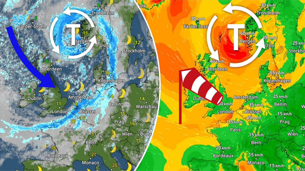 Mit kalter Nordmeerluft beschert uns Tief ZILAN zur Wochenmitte Herbstwetter der ungemütlichen Sorte. © WetterOnline