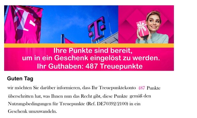  Bild: Screen der Betrugsmail