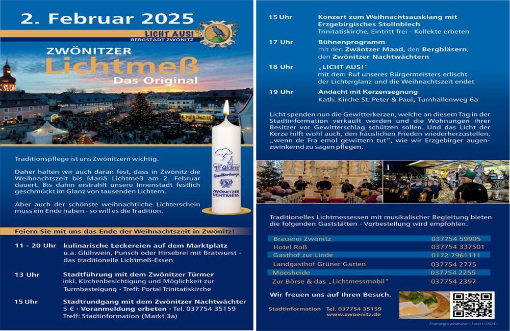 Flyer Zwönitzer Lichtmess 2025. Foto: Stadt Zwönitz