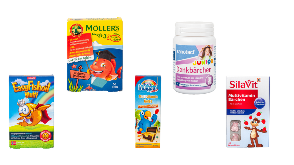 Test Nahrungsergänzungsmittel für Kinder Verpackungen Foto: Sitftung Warentest