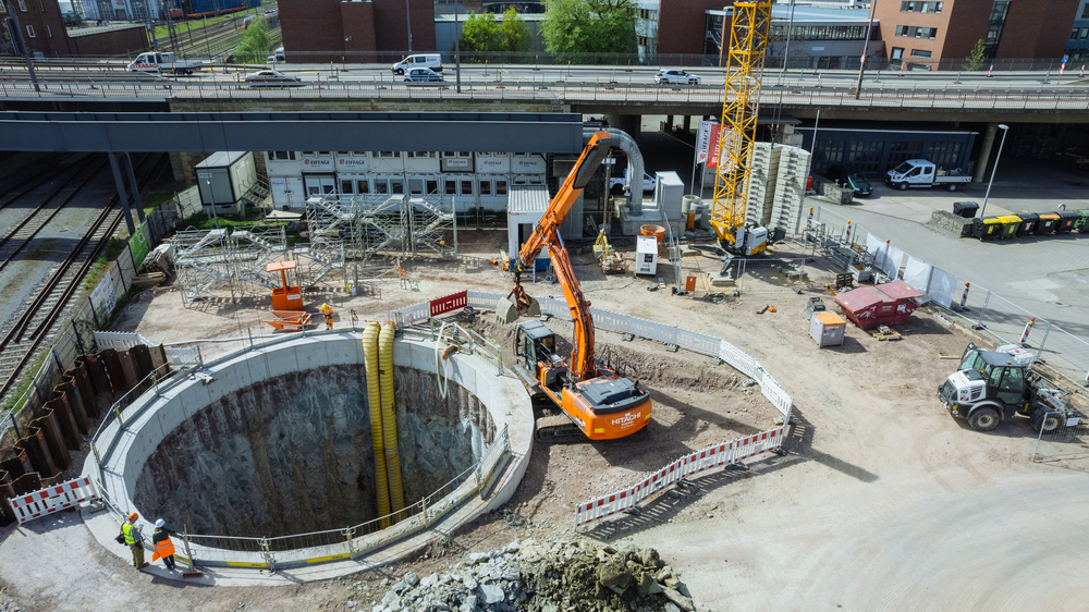  Baugrube Mediendüker Nossener Brücke. Foto: SachsenEnergie