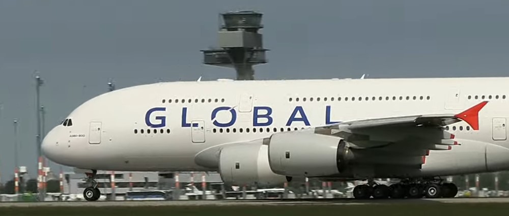 Start in Berlin des A380 von GLOBAL Screeshot © fluggesellschaft.de Mit freundlicher Genehmigung!
