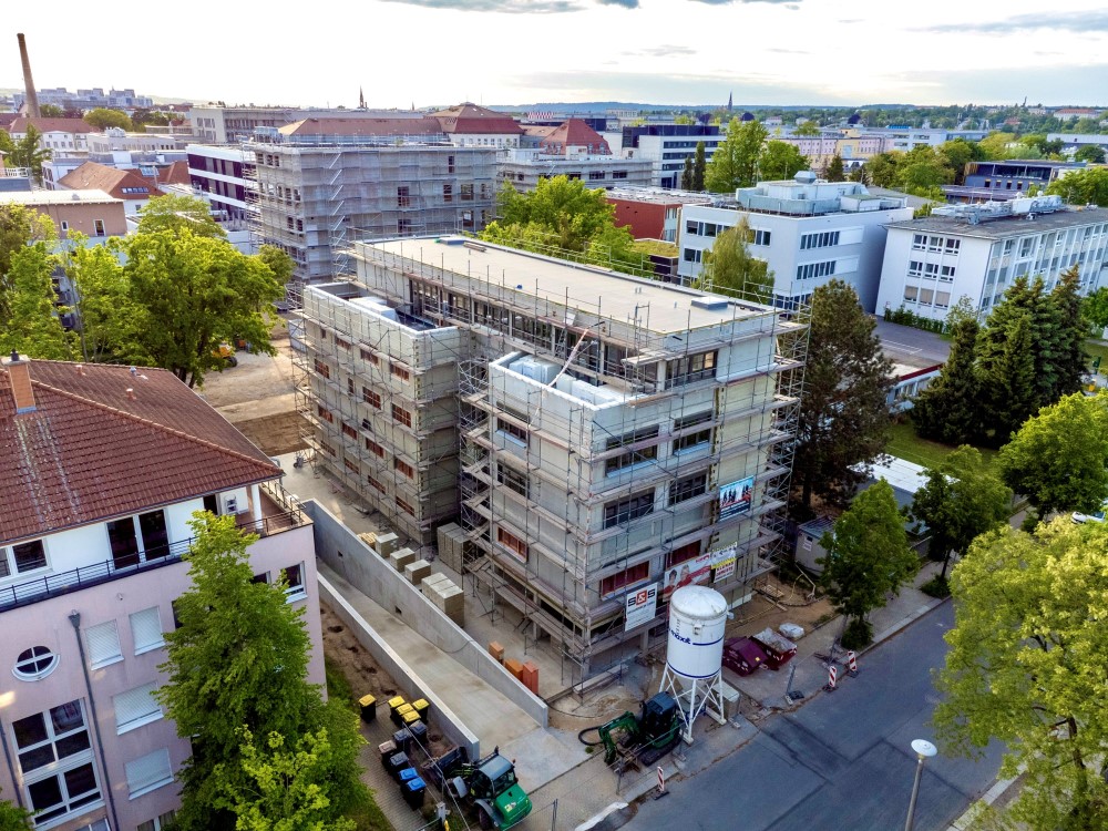 Haus Sonnenstrahl  - Schubertstraße      Drohnenbild vom Neubau:  (Quelle Sonnenstrahl e.V)