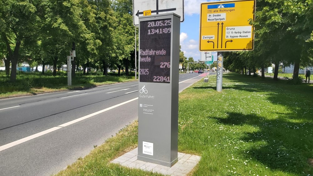 Fahrradbarometer Richtung Pirnaischer Platz  © MeiDresden.de