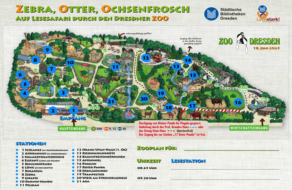 Zooplan Lesestationen Foto/Grafik: Zoo Dresden