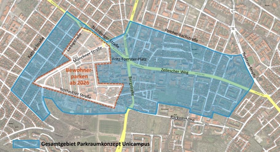 Bewohnerparkgebiet Unicampus ab 2026     © Amt Stadtplanung Mobilität