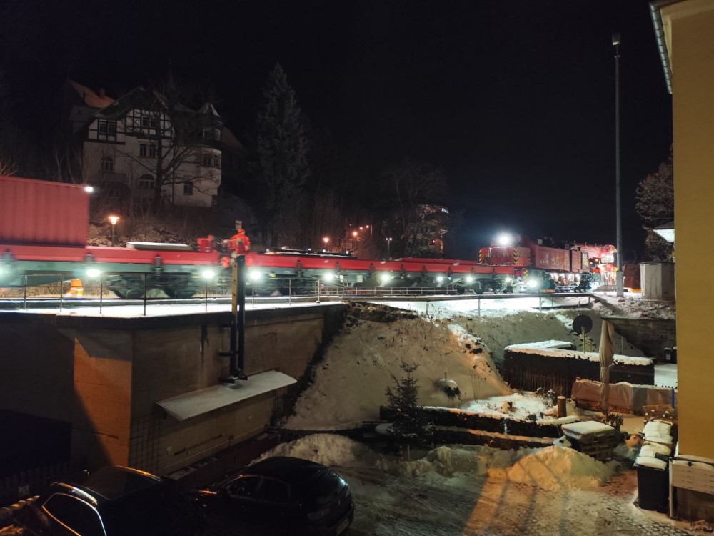 Einfahrt des Hilfezuges in Glashütte  Foto: © privat