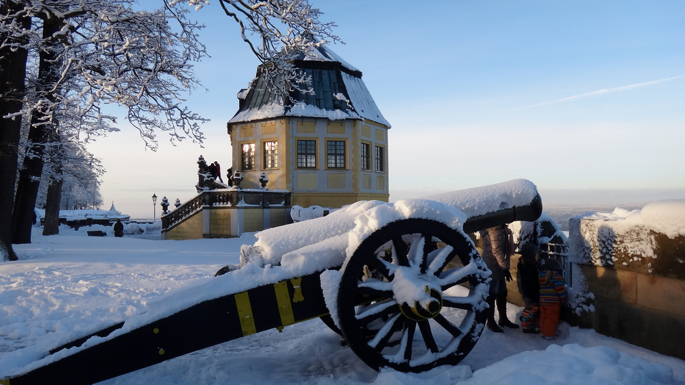 Festung Koenigstein verschneit  . Foto: Festung Königstein gGmbH
