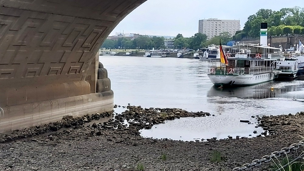 Aktuell ist der Wasserstand der Elbe wieder sehr niedrig. Foto: MeiDresden.de