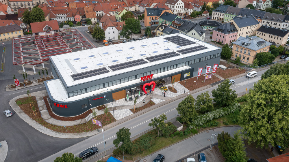 REWE Dippoldiswalde Luftbild. Foto: Crispin-Iven Mokry