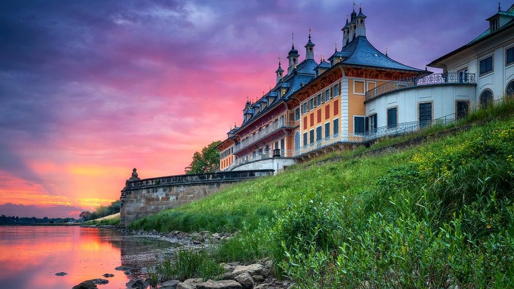 Sonnenuntergang am Schloss Pillnitz. Foto: Marcel Quietzsch
