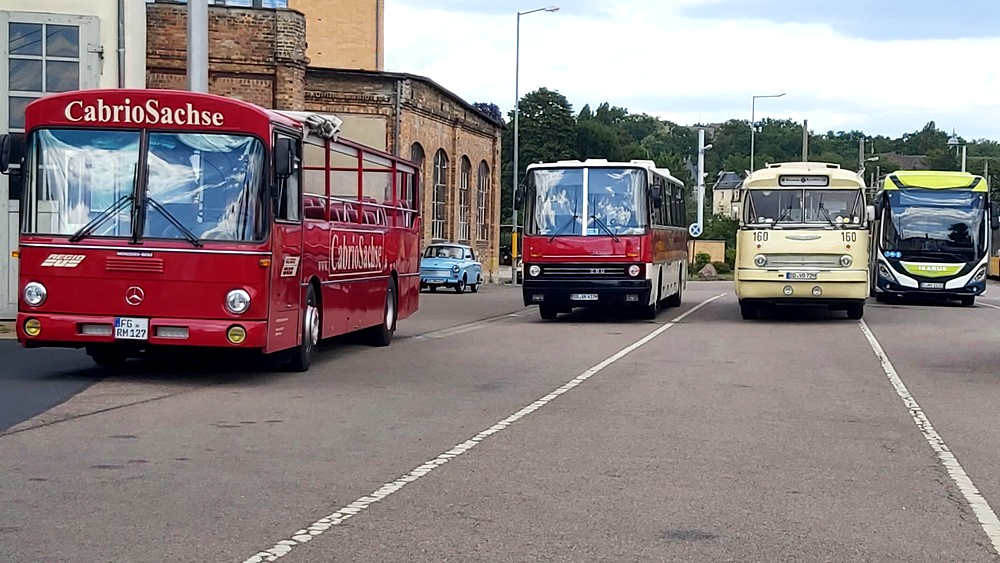 Es gab Rundfahrten mit dem Cabriobus O 405, dem Ikarus 66 und auch dem Elektro Bus der Chemnitzer Verkehrbetriebe AG.  © MeiDresden.de