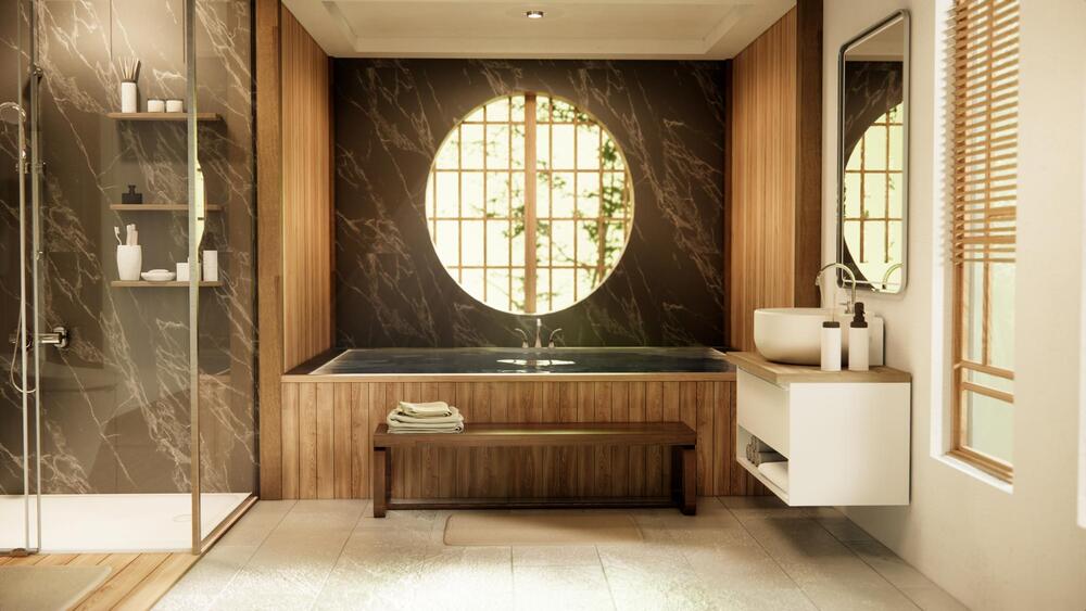 Modernes Badezimmer mit Naturstein. Foto: Magnific