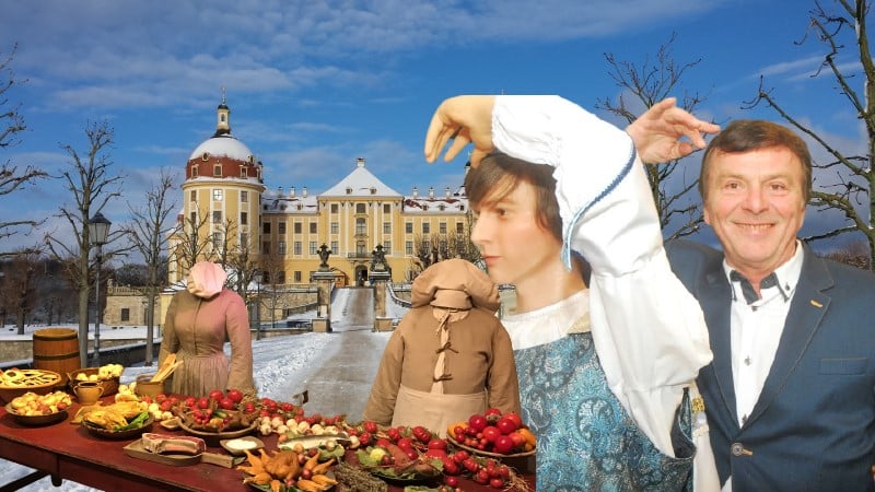 Schloss Moritzburg zeigt wieder die Winterausstellung „3 Haselnüsse für Aschenbrödel“   Foto: Bildmontage © MeiDresden.de